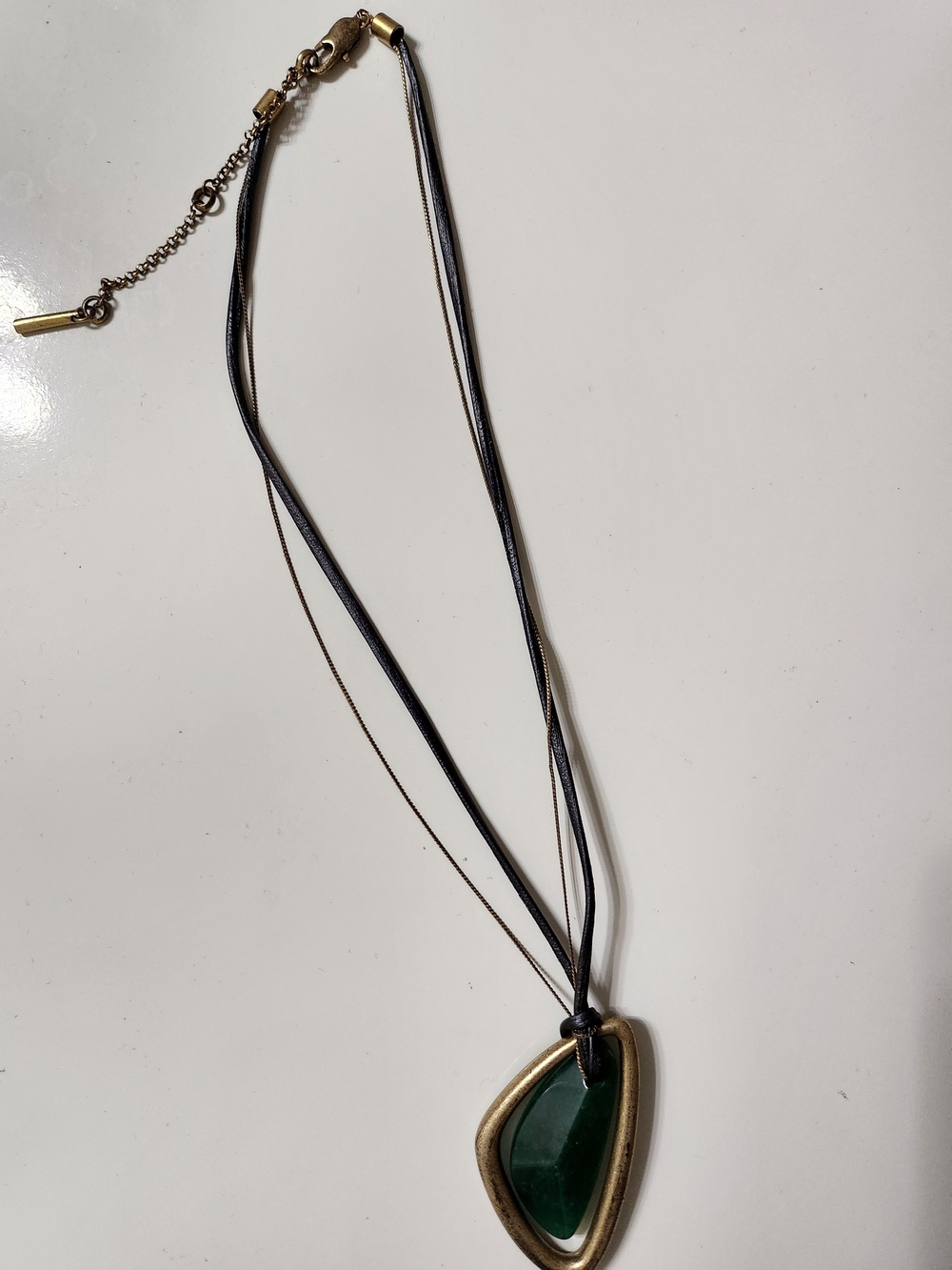 Green Stone Pendant Layered Necklace - Kenneth Cole